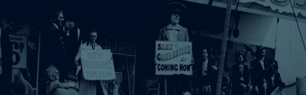 Strong vintage circus element for homepage article