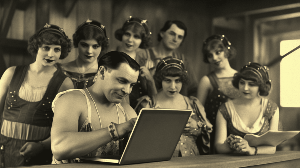 A group of people engaged in web design while looking at a laptop in Brisbane.