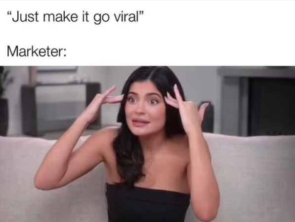 Driving Engagement: The Role of Content Marketing in Web Development 1 A person on a couch with a frustrated expression, holding their head, under the text "Just make it go viral. Marketer:" is feeling overwhelmed, wishing they had a skilled WordPress web designer by their side.