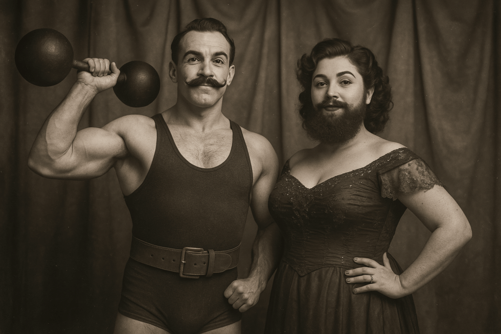 bearded lady and strongman