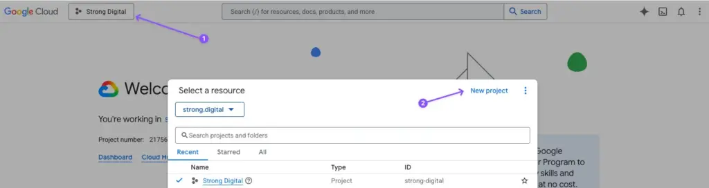 How to Create a Google Maps API Key 1 Google Cloud Console Project Picker